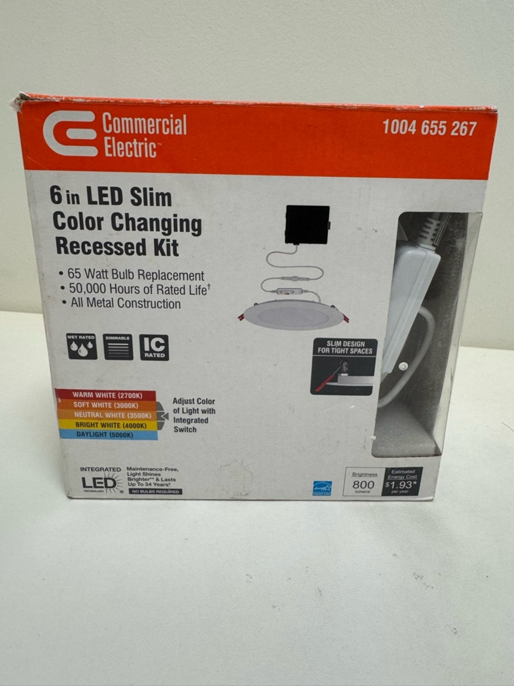 Commercial Electric 6 in LED Slim Color Changing Recessed Kit - White